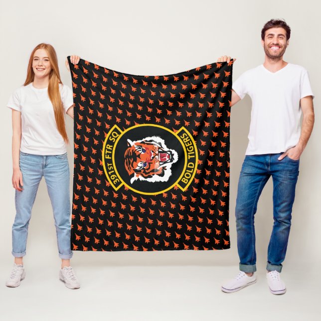 Bold Tigers F-15E Fighter Jet Pattern Fleece Blanket (In Situ)