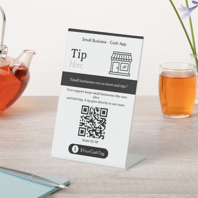 Bold Tip Here QR Code Sign | Cash App Tips (In SItu)