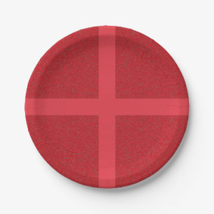 Bold Tomato Red Grid Paper Plate – Customizable