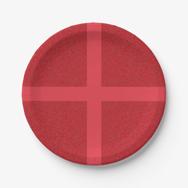 Bold Tomato Red Grid Paper Plate – Customizable (Front)