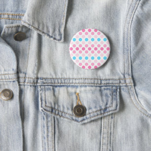 Bold Transfeminine Pride Flag Colors Polkadots Button