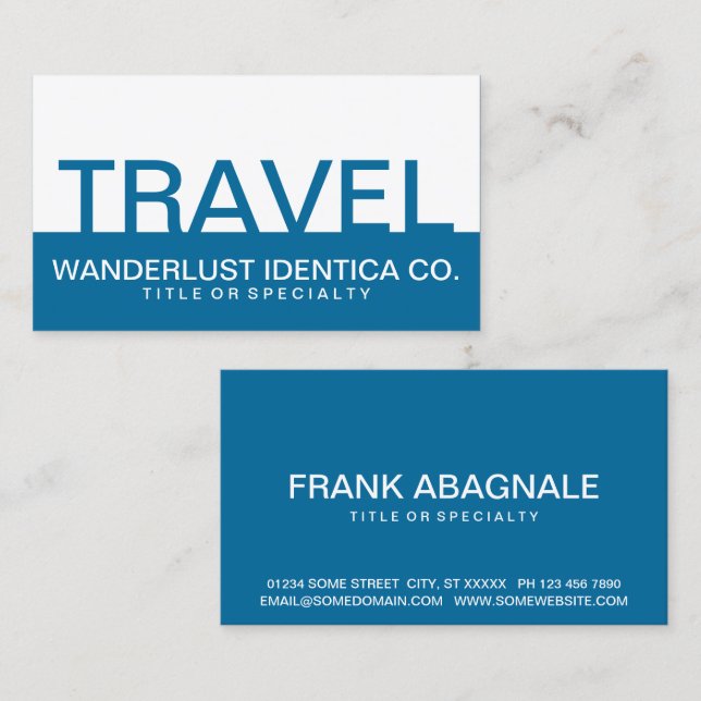bold TRAVEL (color customizable) Business Card (Front/Back)