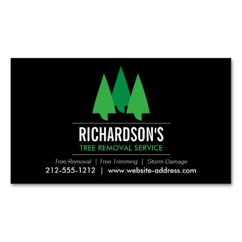 Bold Tree Service Logo GreenBlack Business Card Magnet