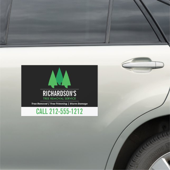 Bold Tree Service Logo Green/Black Car Magnet (In Situ)