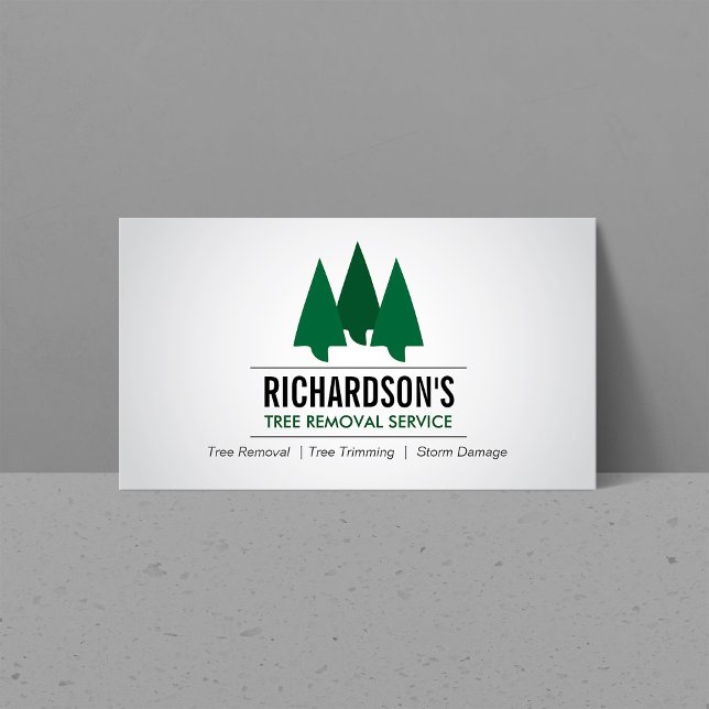 Bold Tree Service Logo Green/Gray Business Card (Creator Uploaded)