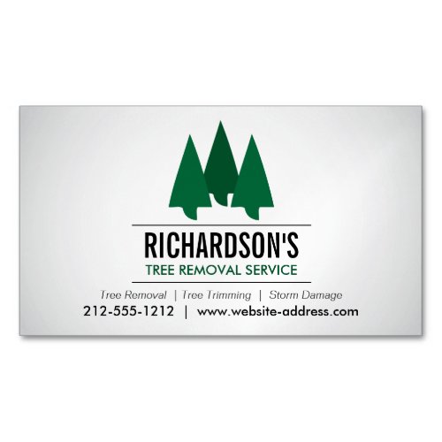 Bold Tree Service Logo GreenGray Business Card Magnet