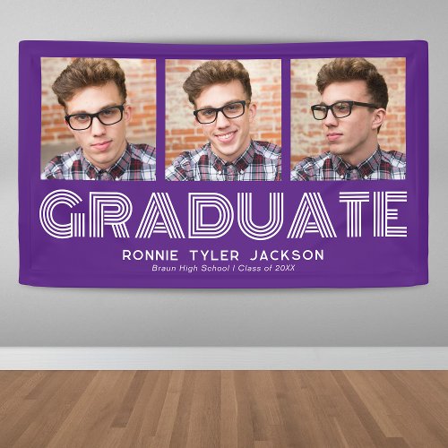 Bold Trendy 3 Graduate Photo Graduation Banner