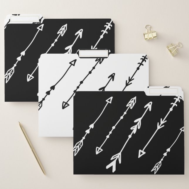 Bold Trendy & Chic Black & White Bohemian Arrows File Folder (Set)
