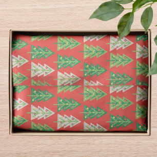 Bold Trendy Modern Preppy Christmas Trees Tissue Paper