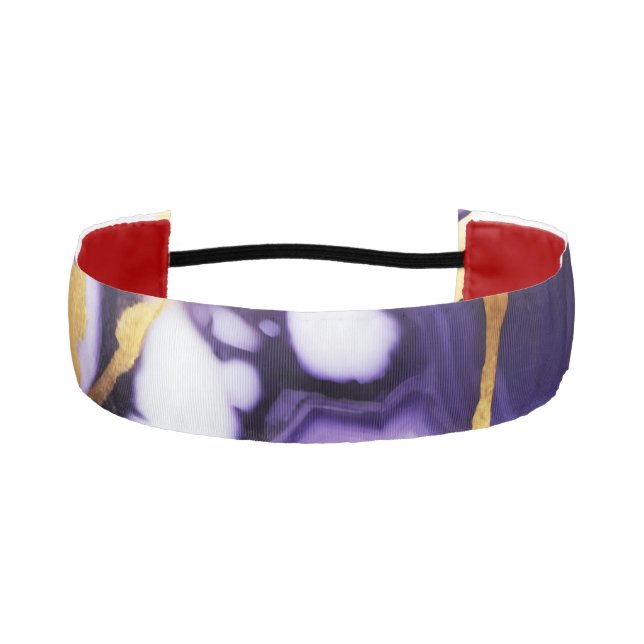 Bold Trendy purple yellow Gold faux marble Athletic Headband (Front)