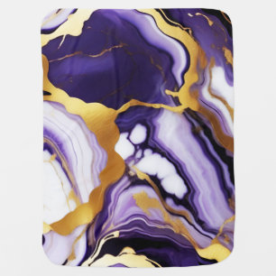 Bold Trendy purple yellow Gold faux marble Baby Blanket