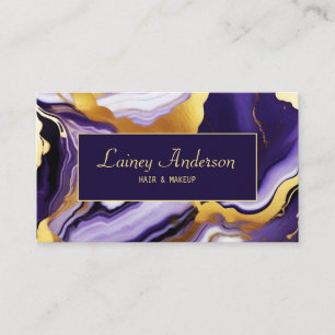 Bold Trendy purple yellow Gold faux marble Business Card