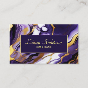 Bold Trendy purple yellow Gold faux marble Business Card