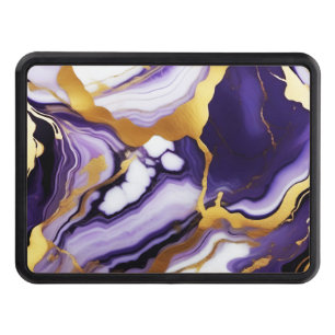 Bold Trendy purple yellow Gold faux marble Hitch Cover