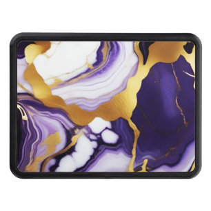 Bold Trendy purple yellow Gold faux marble Hitch Cover