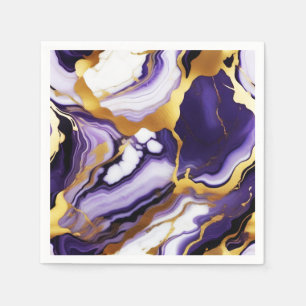 Bold Trendy purple yellow Gold faux marble Napkins
