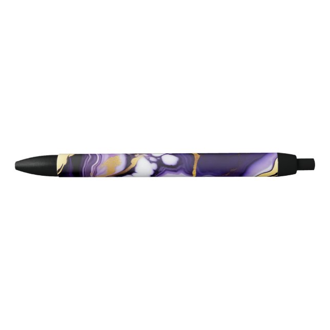 Bold Trendy purple yellow Gold faux marble Pen (Front)