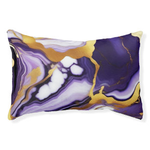 Bold Trendy purple yellow Gold faux marble Pet Bed