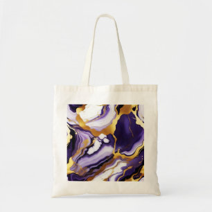 Bold Trendy purple yellow Gold faux marble Tote Bag