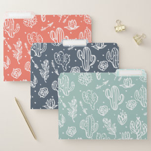 Bold, Trendy, Stylish Boho Floral Cactus Pattern File Folder