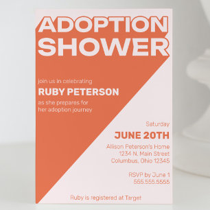 Bold Trendy Typography Color Block Adoption Shower Invitation