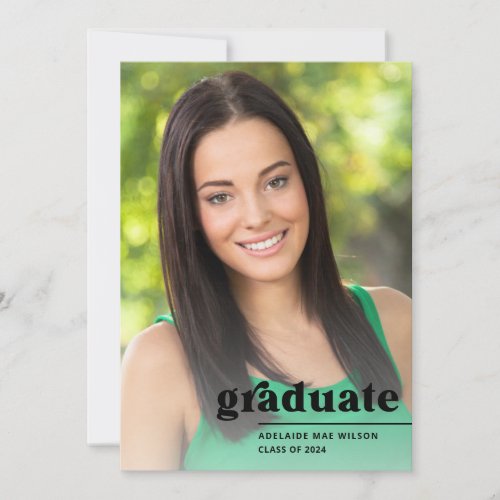 Bold Trendy Typography Photo Graduation Party Invitation