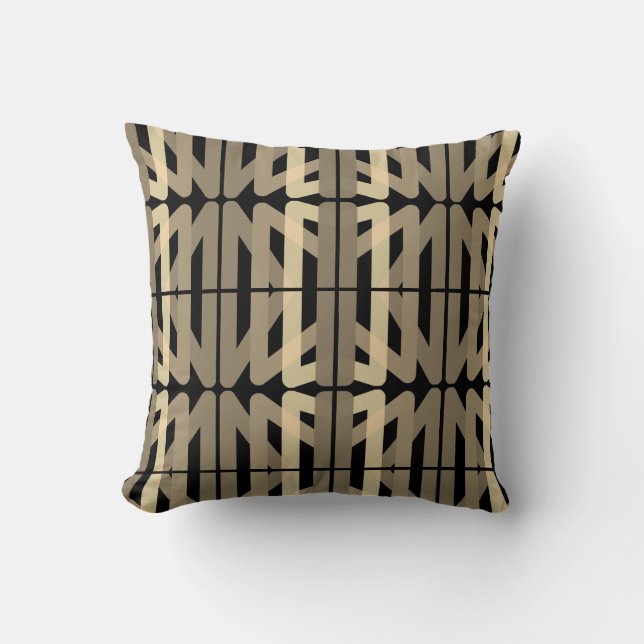 Bold Triangles Black and Gold Throw Pillow (Front)