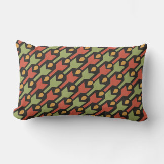 Bold Tribal Egyptian Red Green Arrow Pattern Lumbar Pillow
