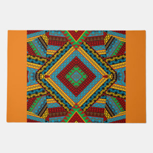 Bold Tribal Geometric Pattern Colorful Ethnic Boho Doormat