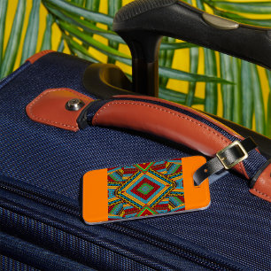 Bold Tribal Geometric Pattern Colorful Ethnic Boho Luggage Tag