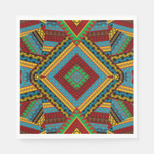 Bold Tribal Geometric Pattern Colorful Ethnic Boho Napkins