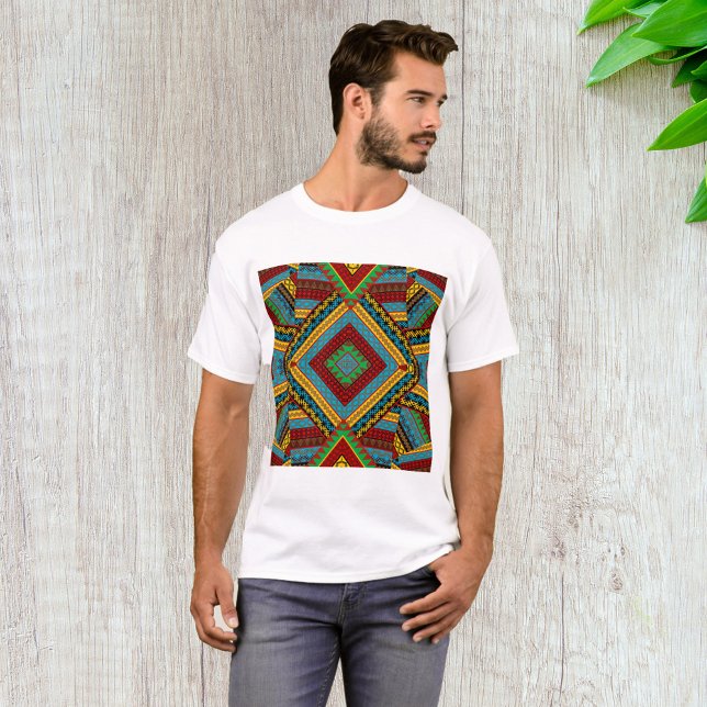 Bold Tribal Geometric Pattern Colorful Ethnic Boho T-Shirt (Creator Uploaded)