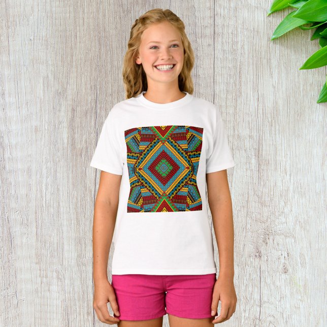 Bold Tribal Geometric Pattern Colorful Ethnic Boho T-Shirt (Creator Uploaded)