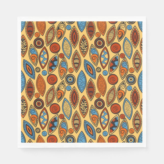 Bold Tribal Leaf Pattern Boho Abstract Napkins (Front)