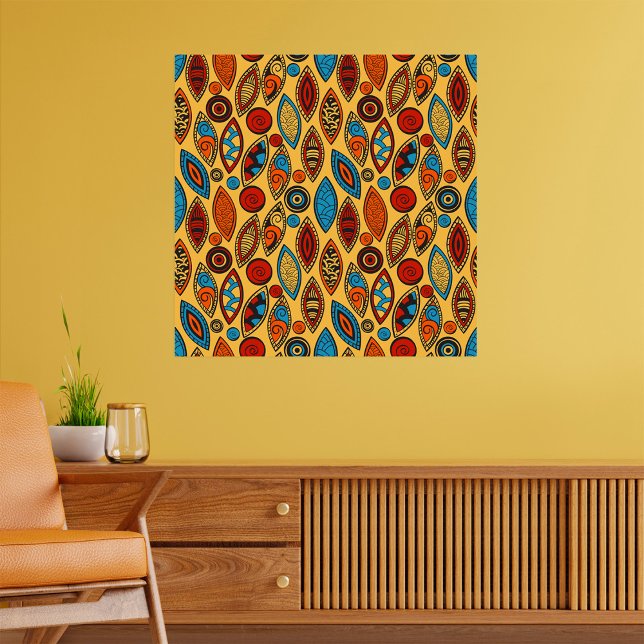 Bold Tribal Leaf Pattern Boho Abstract Poster (Creator Uploaded)