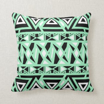 Bold Tribal Mint Throw Pillow by OrganicSaturation at Zazzle