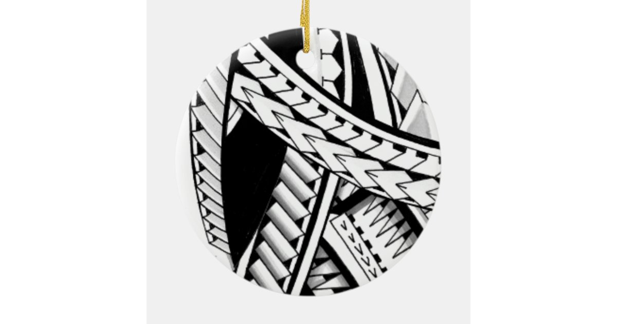 Bold Tribal Polynesia Island Hawaii Tatau Designs Ceramic Ornament
