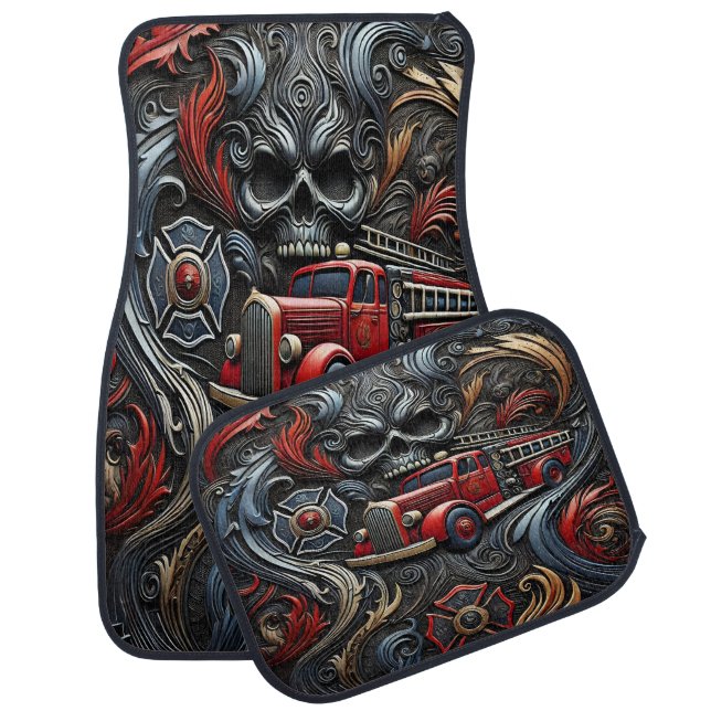 Bold Tribute to Firefighters' Spirit Car Floor Mat (Set)