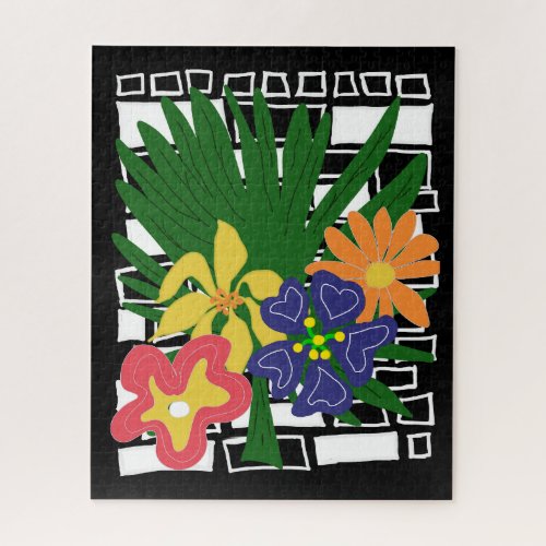 Bold Tropical Floral Art Jigsaw Puzzle