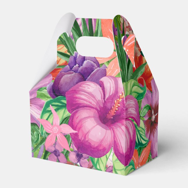 Bold Tropical Hawaiian Flowers Pattern Favor Boxes (Back Side)