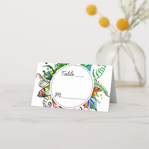 Bold Tropical Palm Leaf Botanical Table Number Place Card