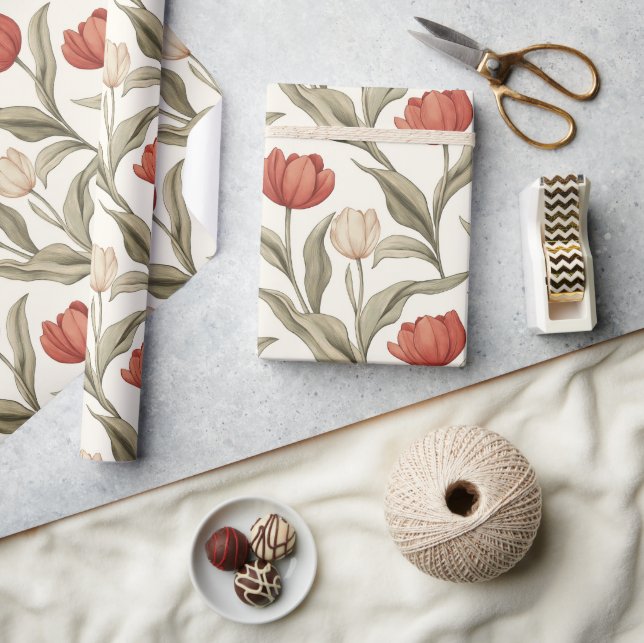 Bold Tropical Tulip Print Wrapping Paper (Crafts)