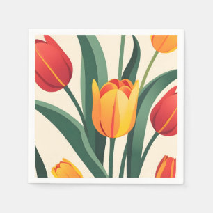 Bold Tulip Illustration Napkins