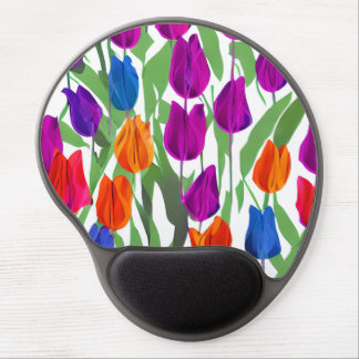 Bold Tulips on White Background Gel Mouse Pad