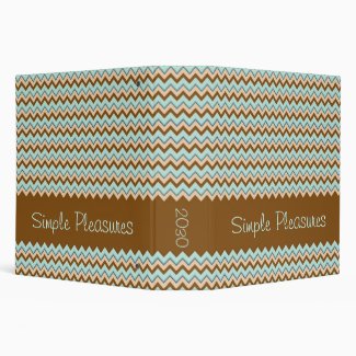 Bold Turquoise Brown Zigzag Pattern 2 Inch 3 Ring Binder