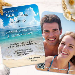 Bold Turquoise Coastal Beach Wedding Invitation