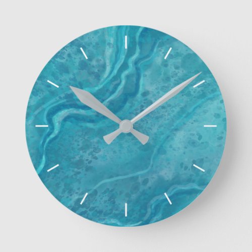 Bold Turquoise Marble Pattern Wall Clock