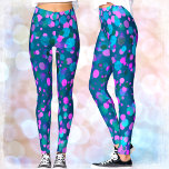 Bold turquoise purple pink glitter confetti teal leggings<br><div class="desc">Be a trendsetter in these super stunning leggings of sparkly, faux glitter turquoise blue, purple, pink confetti dots on a teal blue background! Work out, run errands, or just hang out. So unique, you’ll never have to worry about any copycats! Add a solid black top for the ultimate in casual...</div>