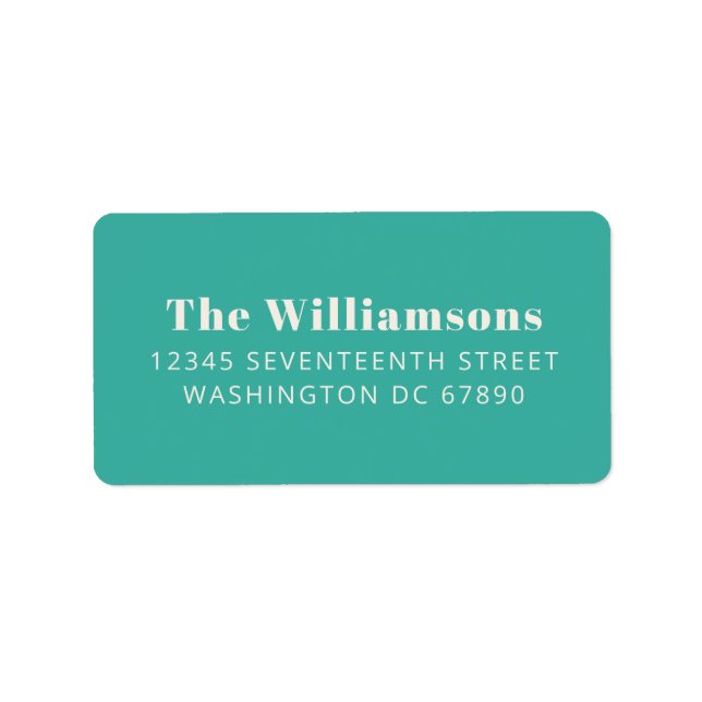 Bold Turquoise Typography Custom Return Address Label (Front)