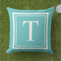Bold Turquoise White Square Frame Monogram